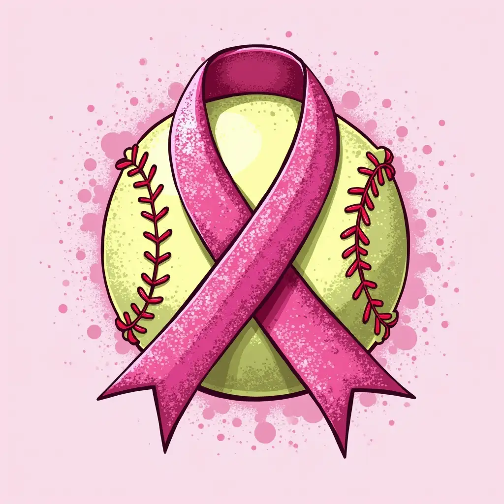 BreastAI-Image-Prompt-Expansion-Cancer-Awareness-Softball-Design-with-Pink-Glitter-Clipart