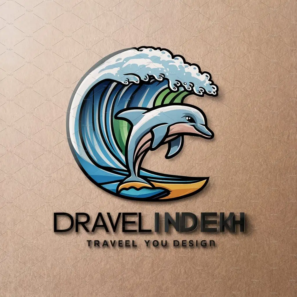 LOGO-Design-For-Dolphin-Surf-Playful-Dolphin-Riding-Waves