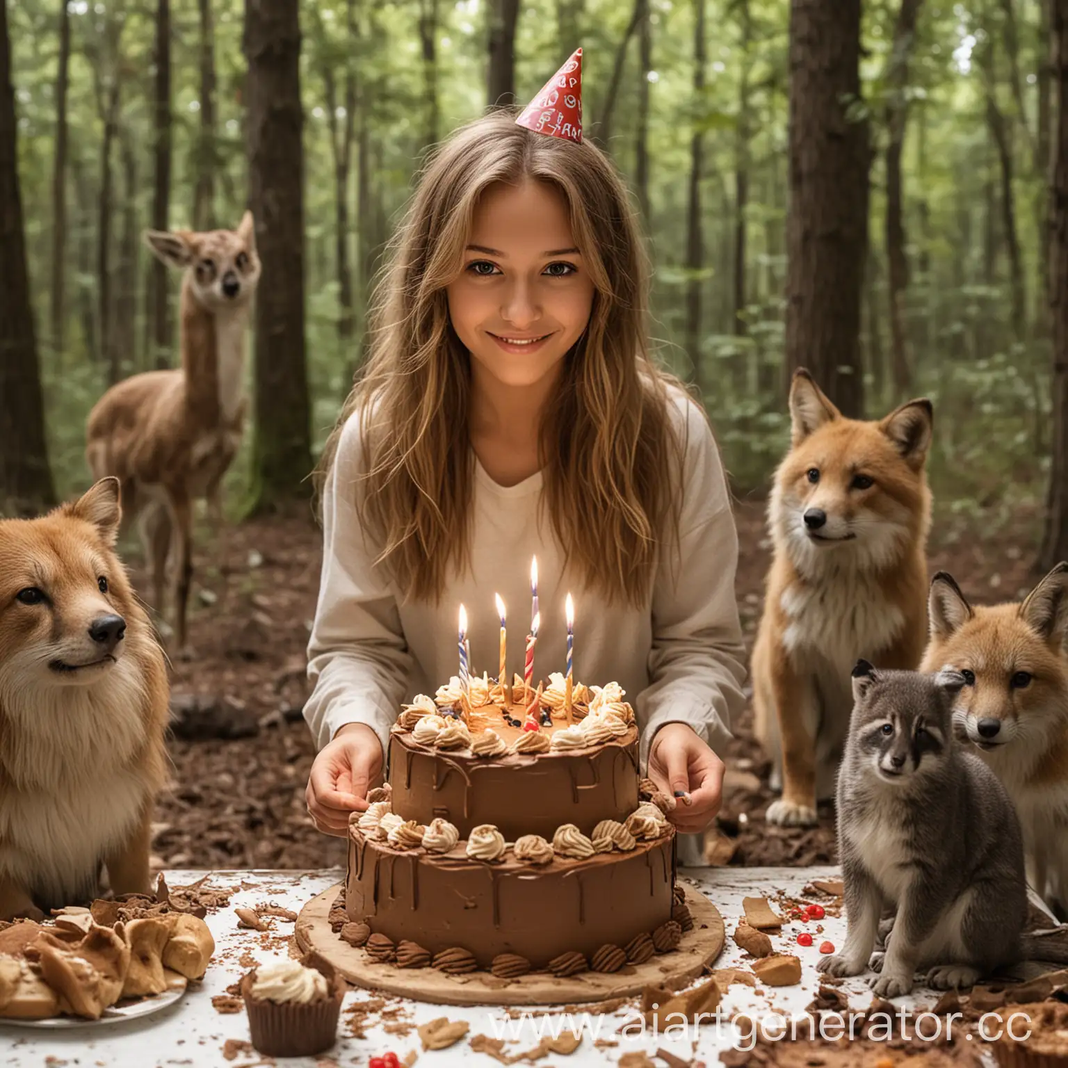 Birthday-Party-in-the-Forest-with-Friends-Cake-and-Animals