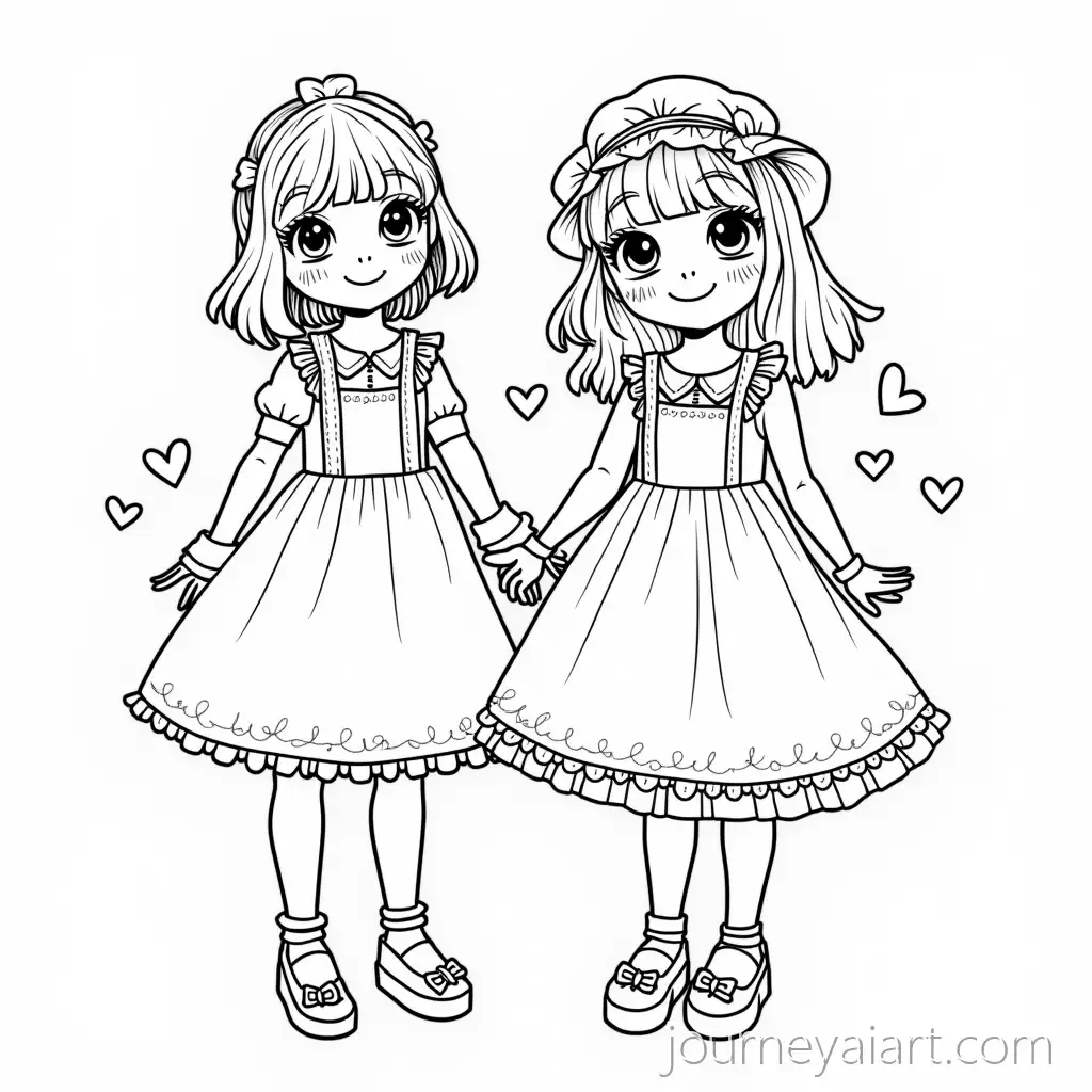 Girls-Wearing-Traditional-Gutnish-Embroidery-Coloring-Pages