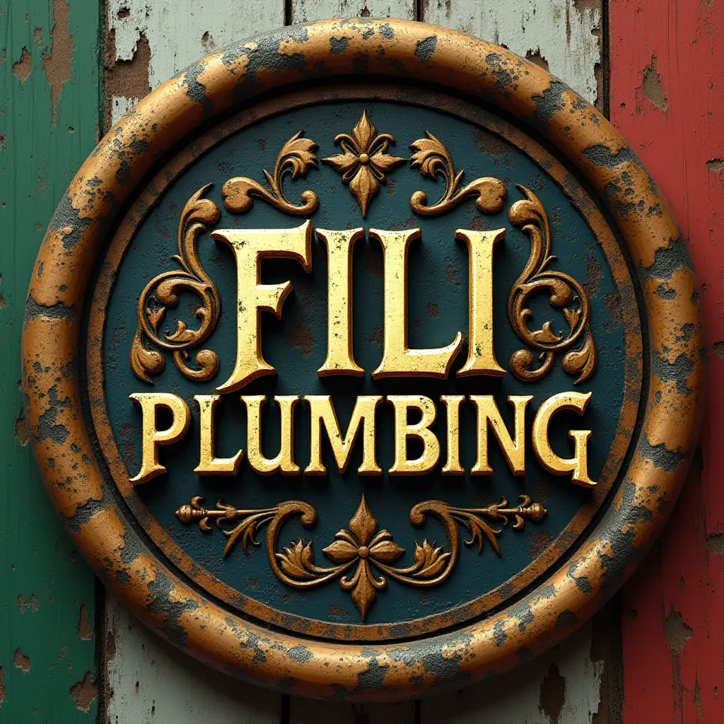 Fantasy Style Logo Featuring FILI PLUMBING Text with Italian Color Scheme