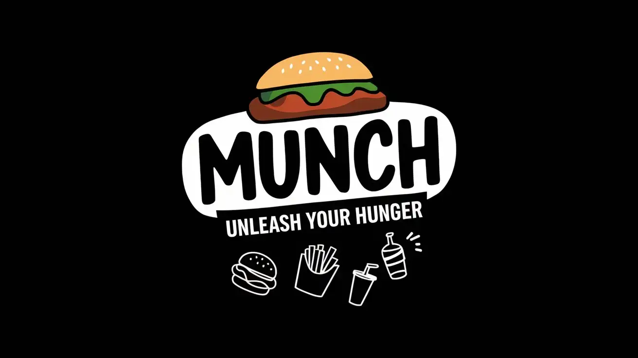 MUNCH Restaurant Logo Design on Black Background