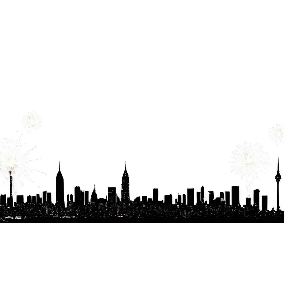 City-Silhouette-with-Firework-PNG-HighQuality-Image-for-Multiple-Uses