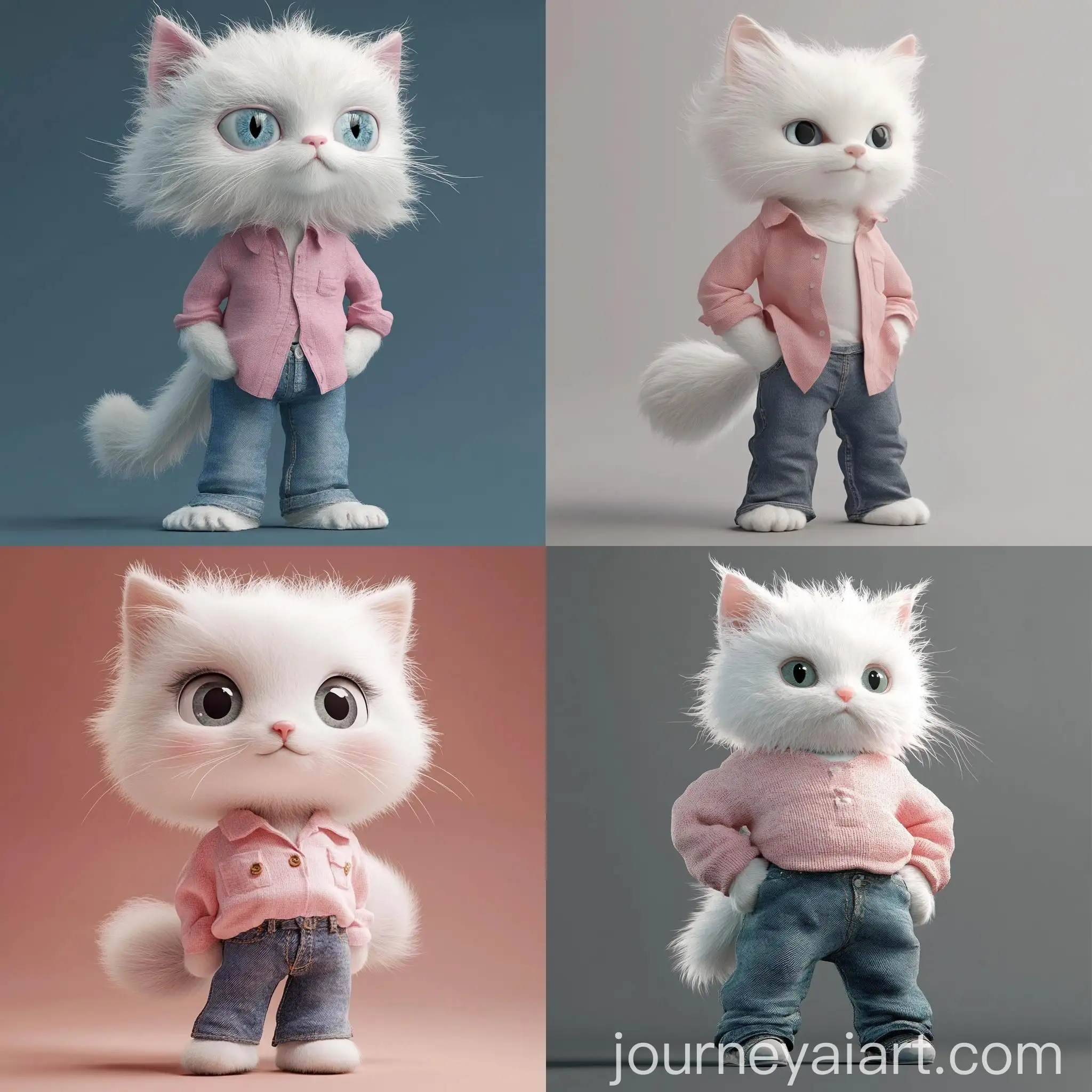MediumSized-White-Cat-with-Celestial-Eyes-in-Pink-Shirt-and-Jeans