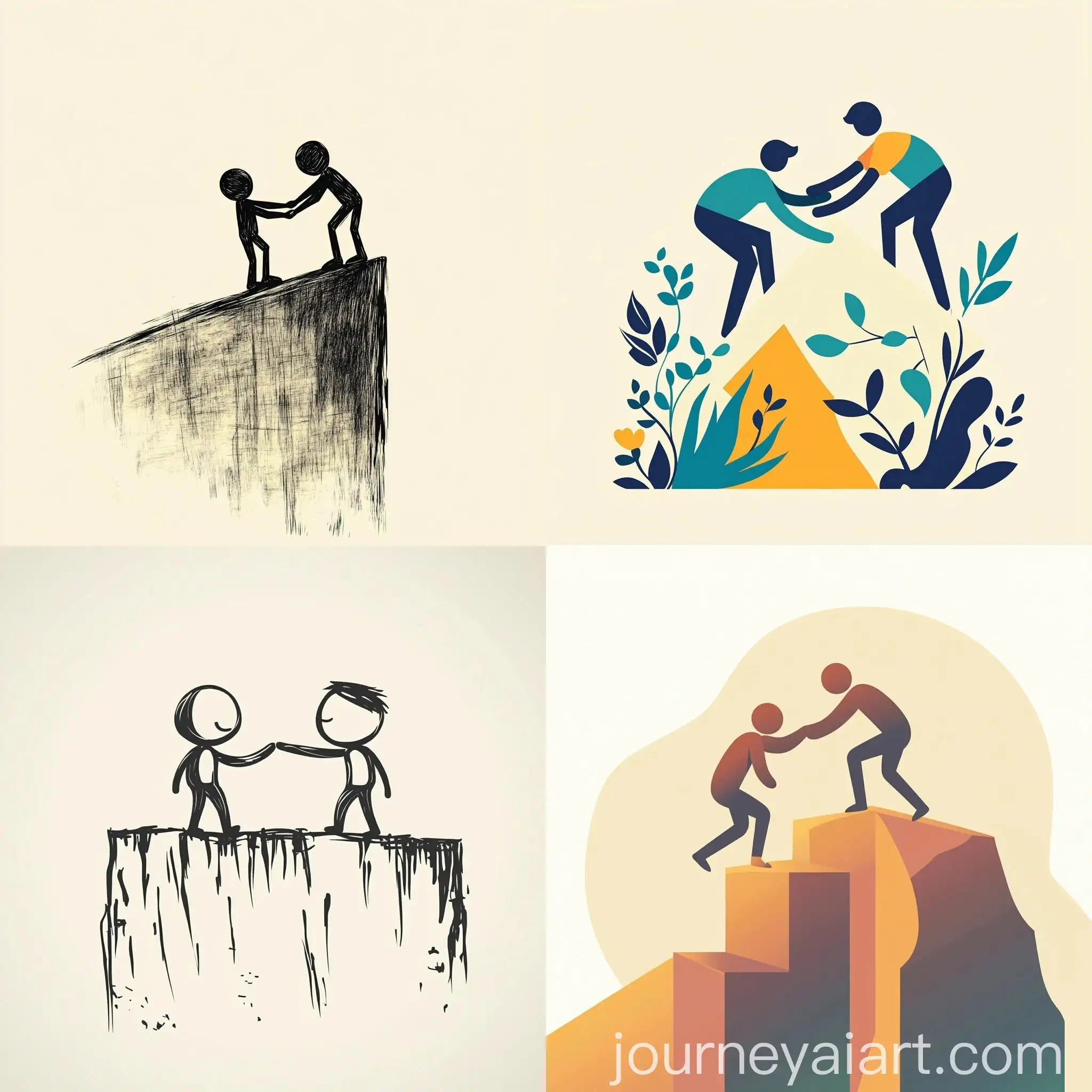 Friendship-Day-Illustration-Two-Stick-Figures-Climbing-Together