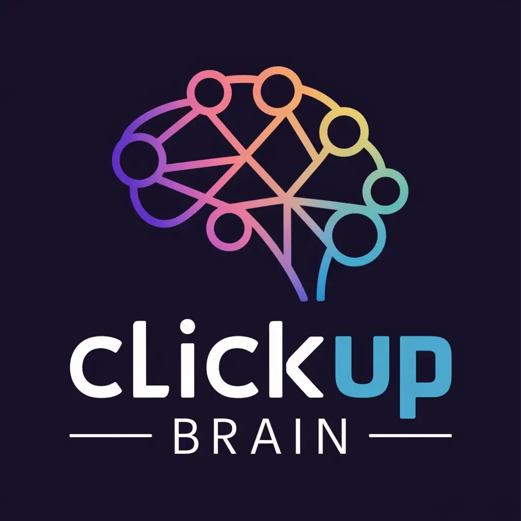 LOGO Design For ClickUp Abstract Brain in Vibrant Colors on Deep Black Background