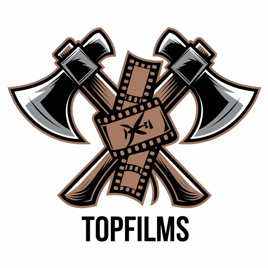 LOGO-Design-For-TOPFILMS-Intricate-Axe-and-Movie-Film-Symbol-in-Entertainment-Industry