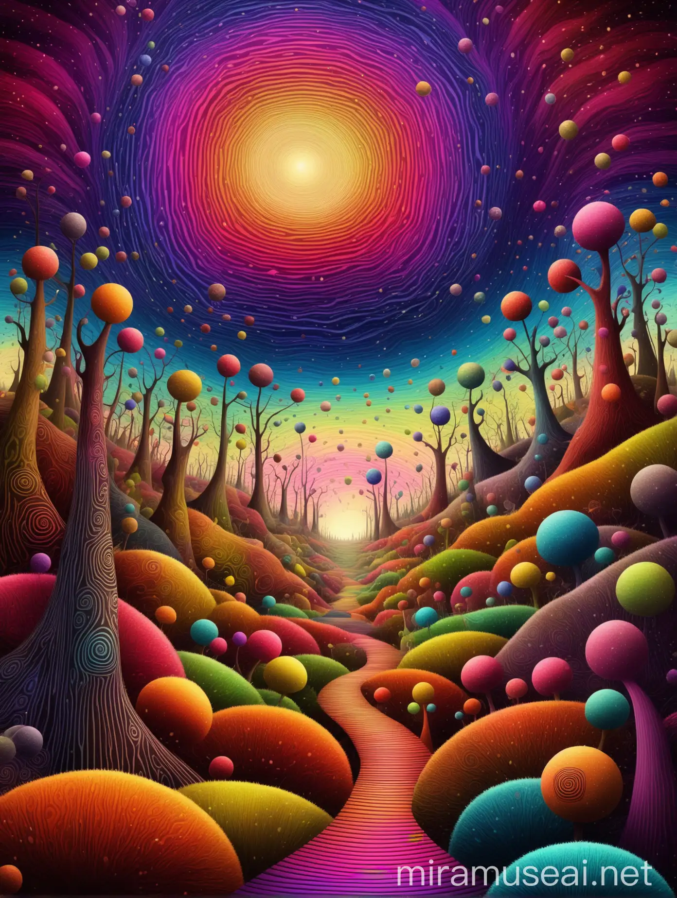 Surreal Magic Landscape with Vibrant Woods and Starseed Skies