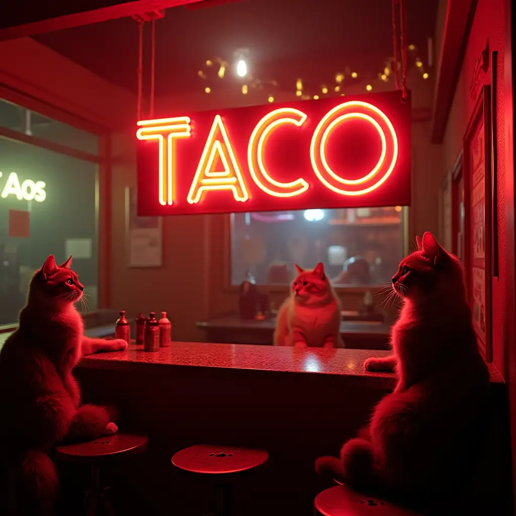 Taco stand in a strip club run by cats