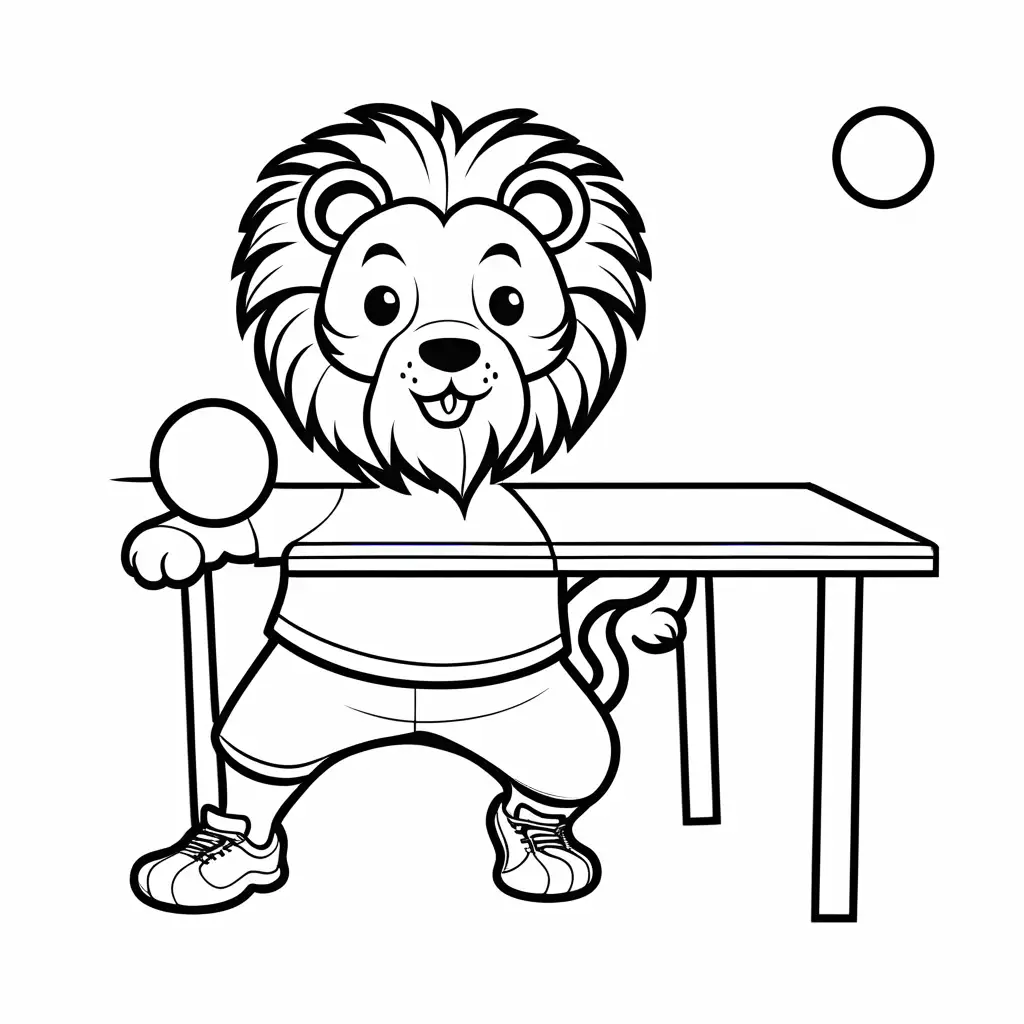 Cartoon-Lion-Playing-Table-Tennis-Coloring-Page