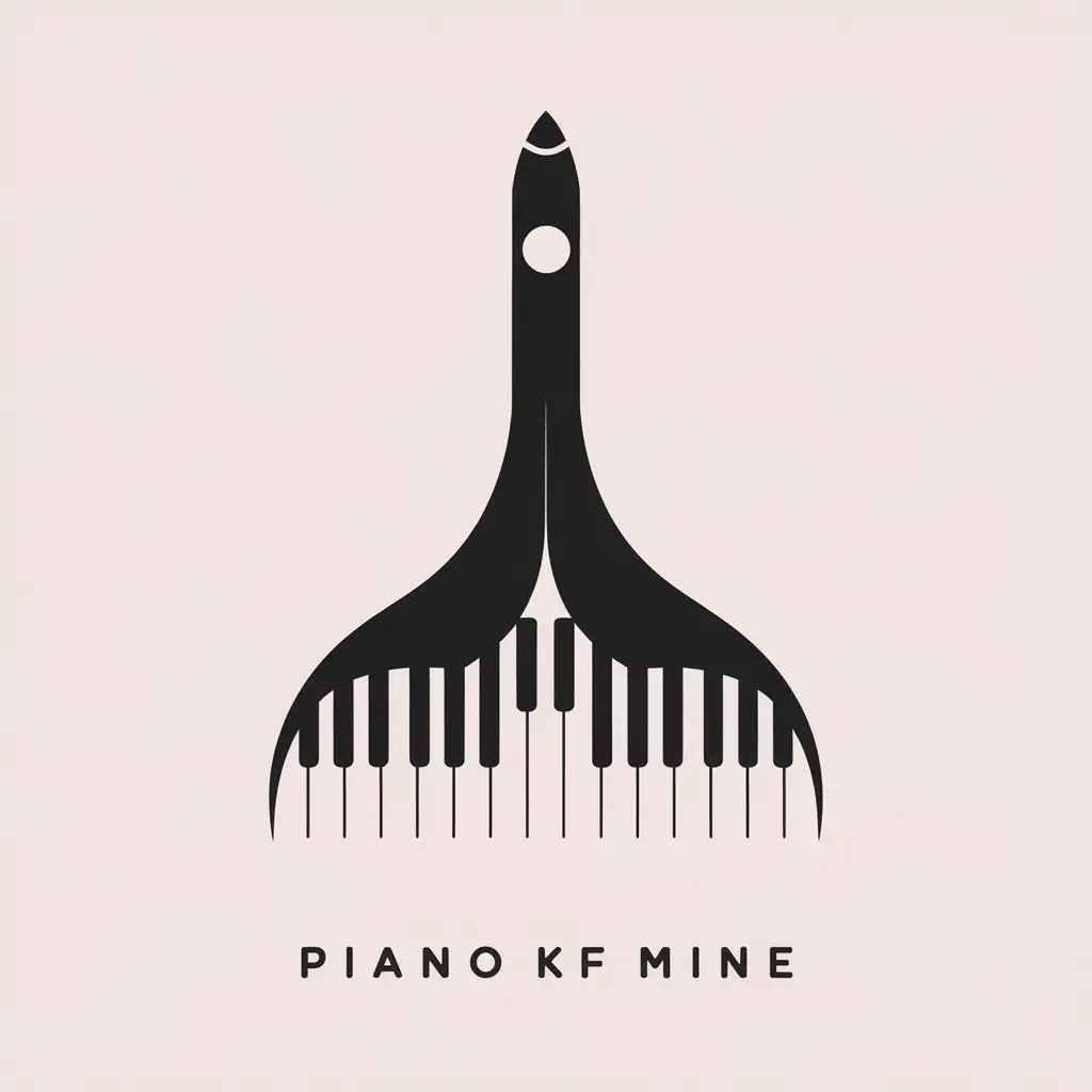 LOGO Design for RocketPiano Minimalist Black White Rocket with Integrated Piano Keys Theme