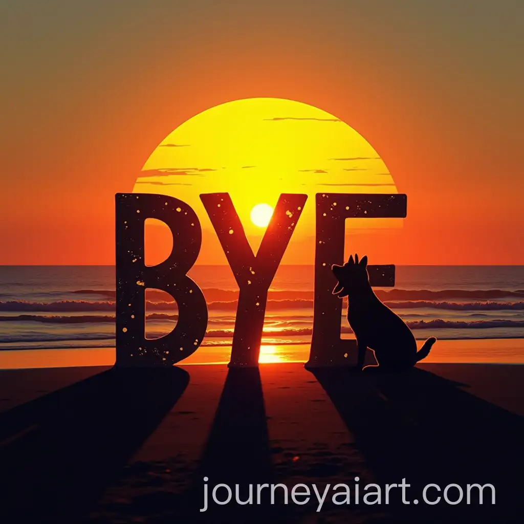 Industrial-Bye-Bye-Summer-Logotype-with-Sunset-and-Podenco-on-Black-Sand-Beach