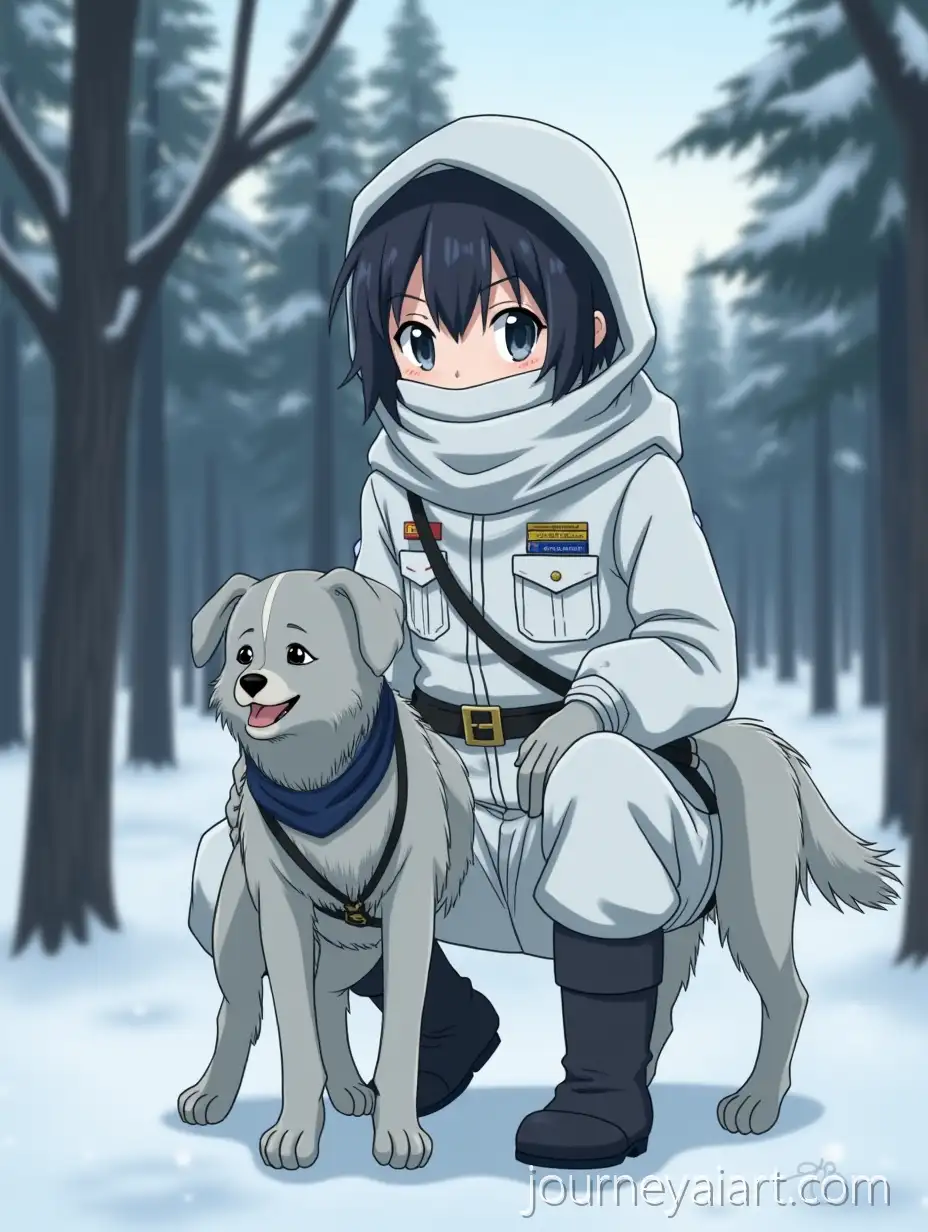 Simo-HayAI-Image-Expansionha-from-Record-of-Ragnarok-in-a-Winter-Forest-with-a-Husky-Dog