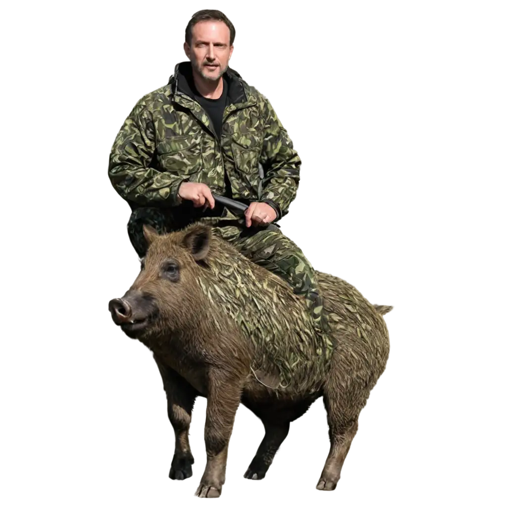 HighQuality-PNG-Image-Camouflaged-Man-Riding-a-Wild-Boar