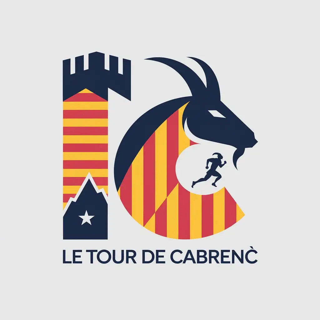 LOGO Design for Le Tour de Cabren Catalan Flag Colors with Mountain Runner and Tower Themes