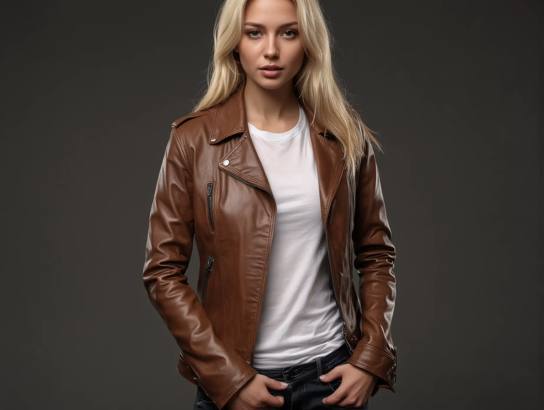 Serious-Portrait-of-a-Model-in-Brown-Leather-Jacket-and-White-Shirt