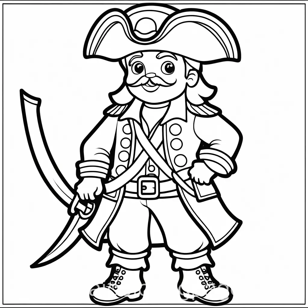 Simple-Pirate-Coloring-Page-for-Kids-EasytoColor-Line-Art