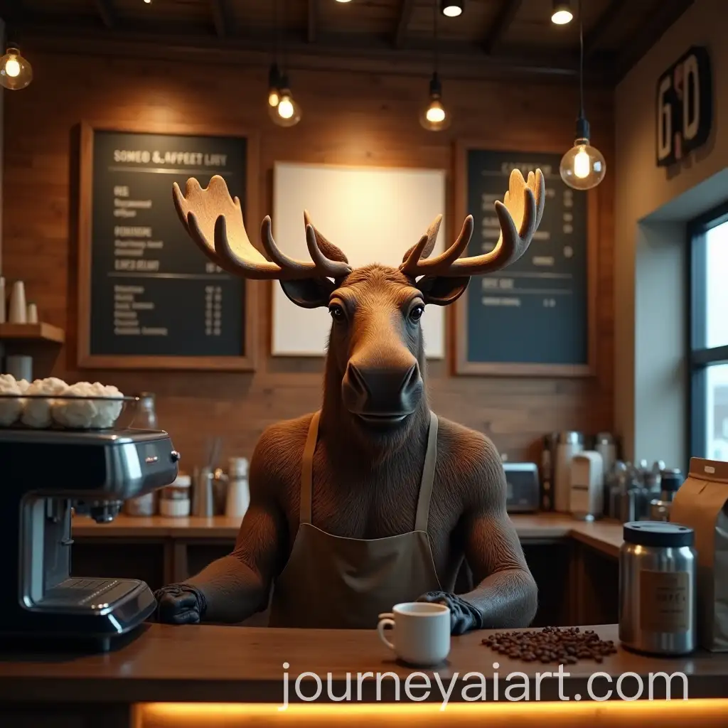 Cozy-Coffee-Shop-with-Moose-Barista-and-Warm-Ambiance