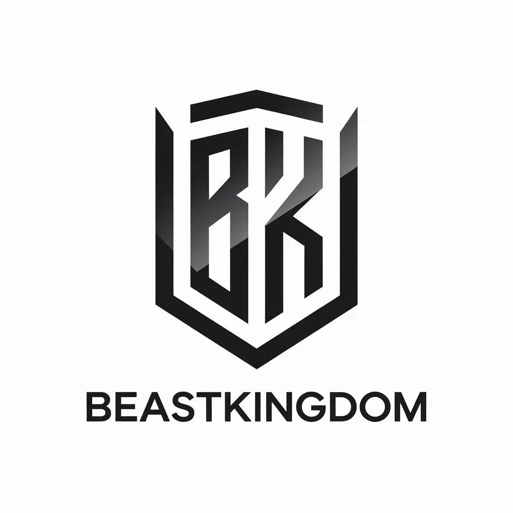 LOGO Design for Beast Kingdom Bold Shield with Integrated B and K Letters Symbolizing Strength