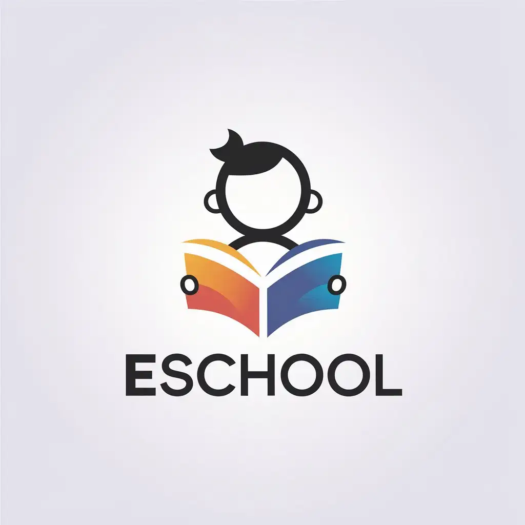 LOGO Design For eSchool Minimalistic Child with Book in Education Industry