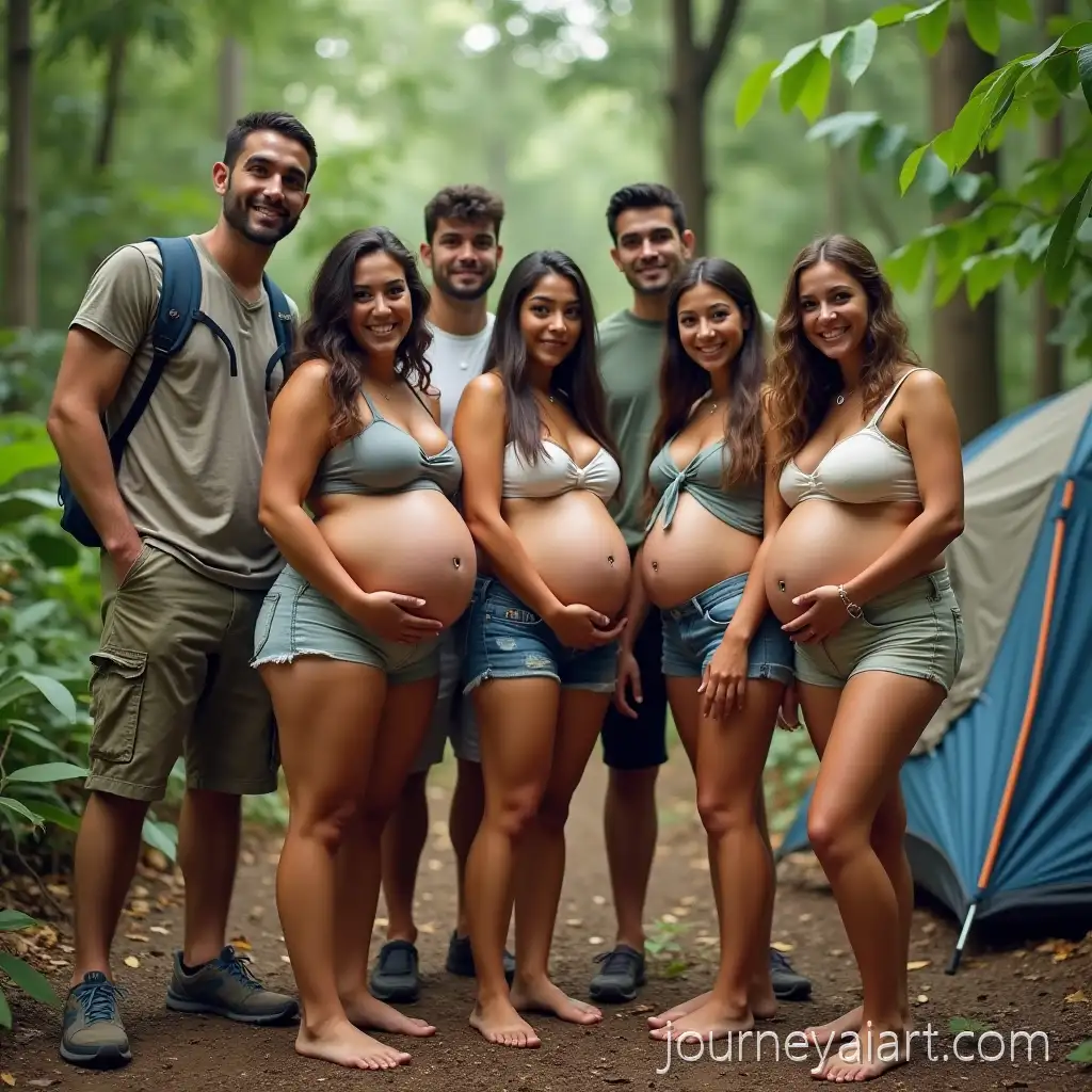 GroupAI-Image-Prompt-Expansion-of-Pregnant-Women-and-Men-Relaxing-at-Tropical-Forest-Campsite