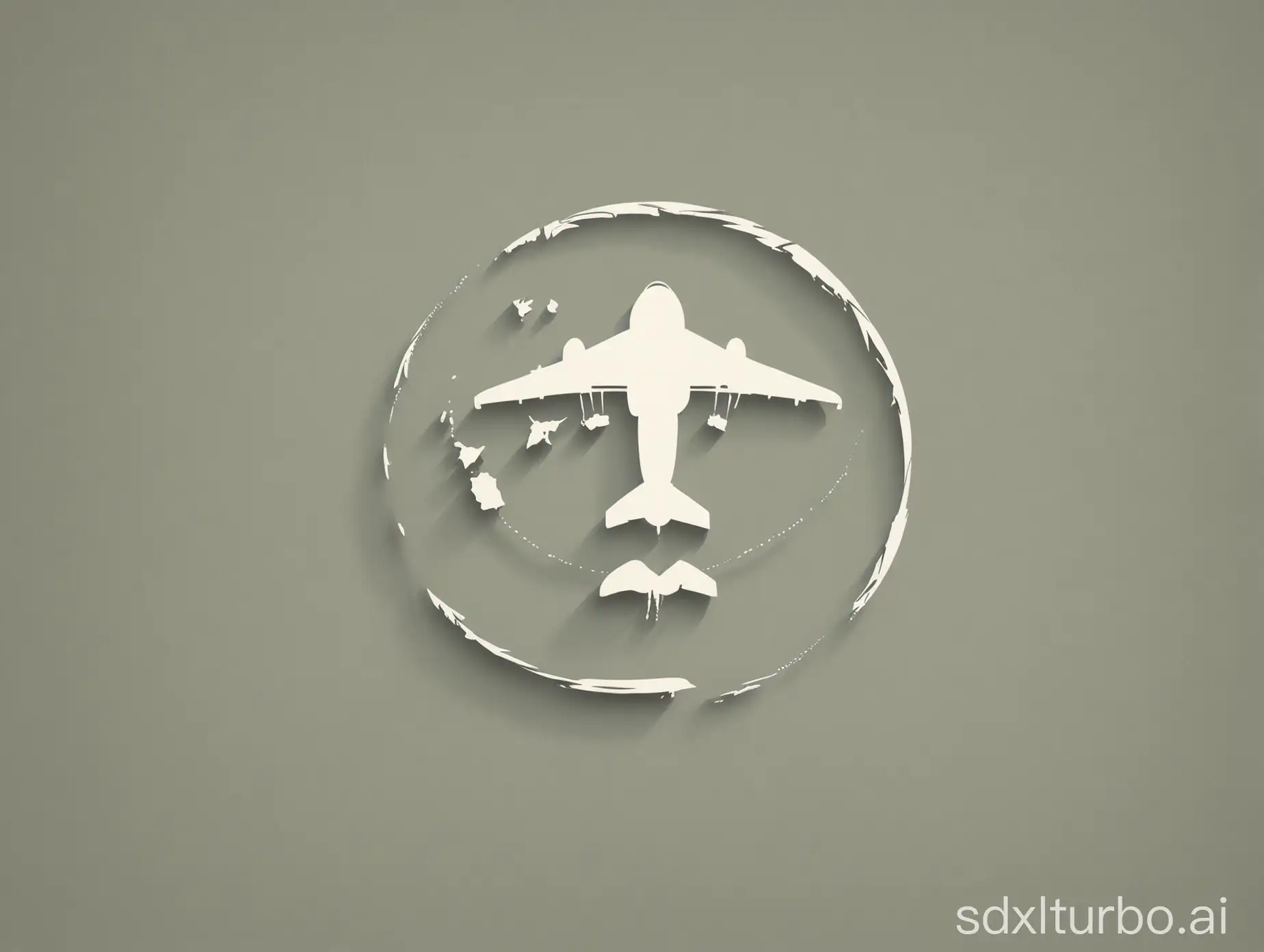 A simple, clean design with a large airplane silhouette or a globe icon.