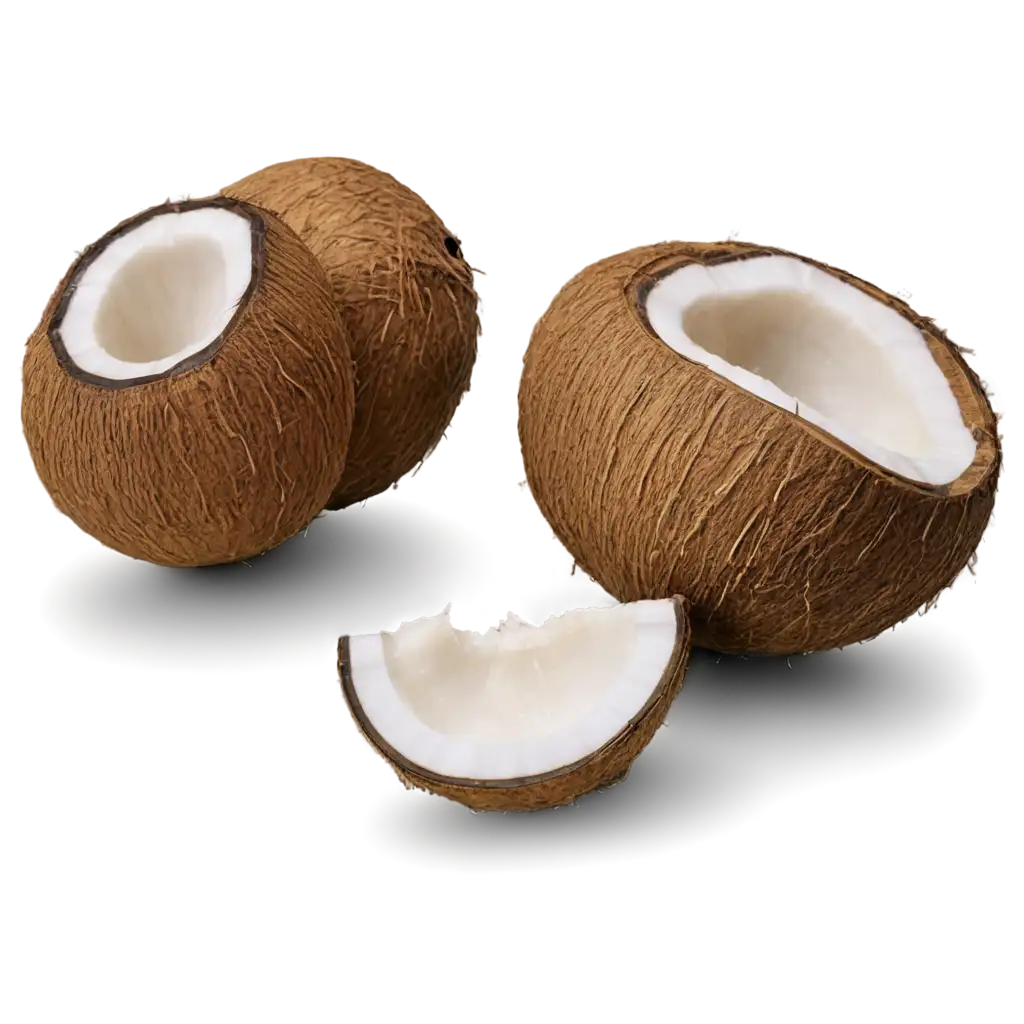 2 coconuts, one open and one closed