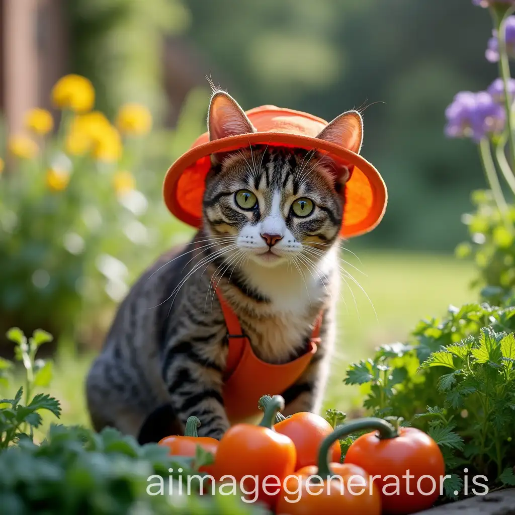 Cat-in-Cooking-Gear-Harvesting-Kale-in-the-Garden