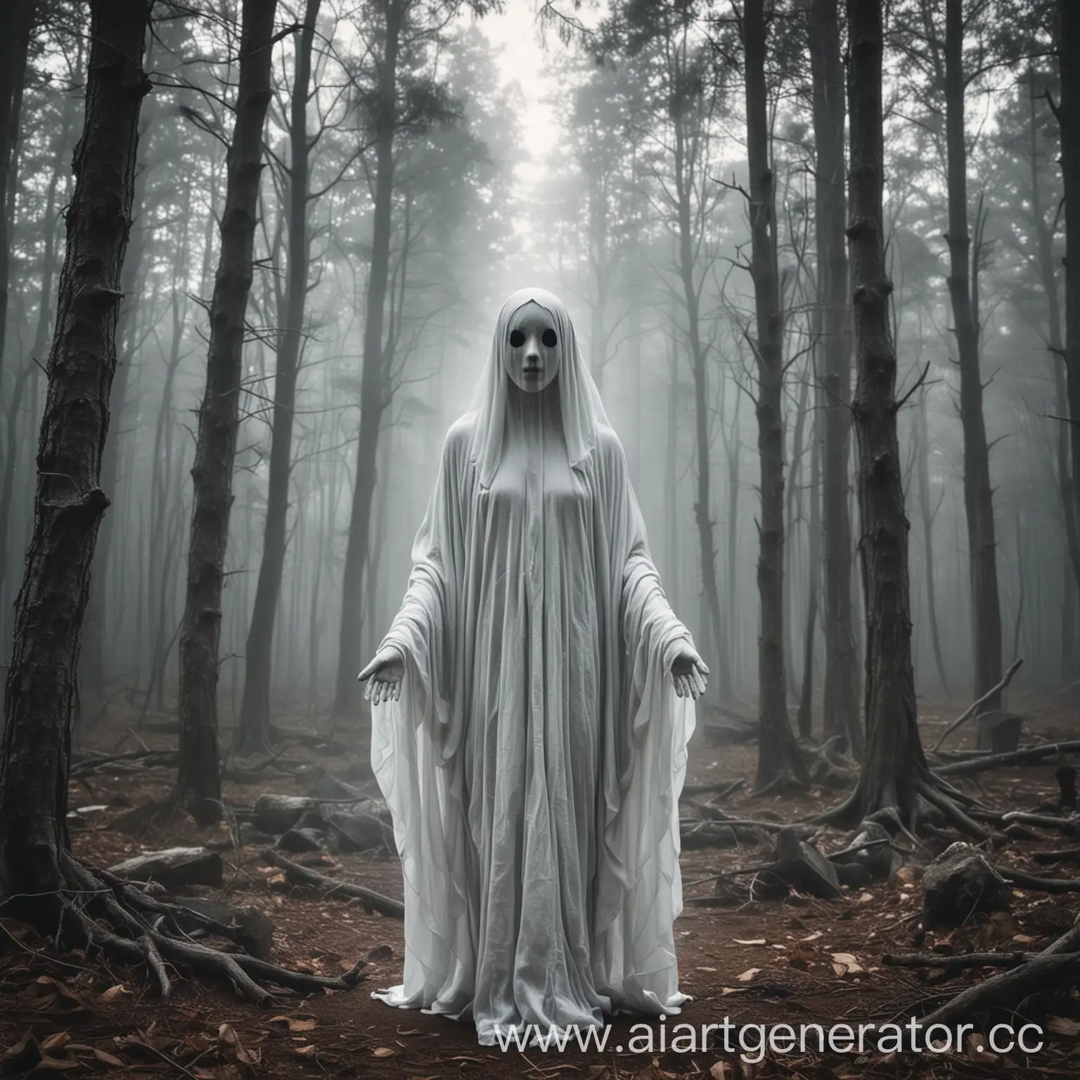 Ghostly-Woman-Standing-in-Front-of-Enchanted-Forest