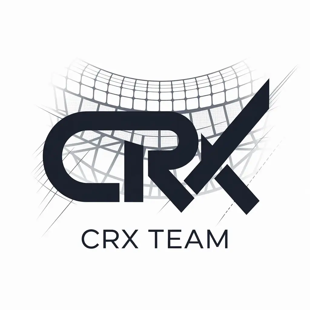 LOGO Design for CRX Deep Navy Grey and Ballistic Blue with Soccer Stadium Grid Pattern