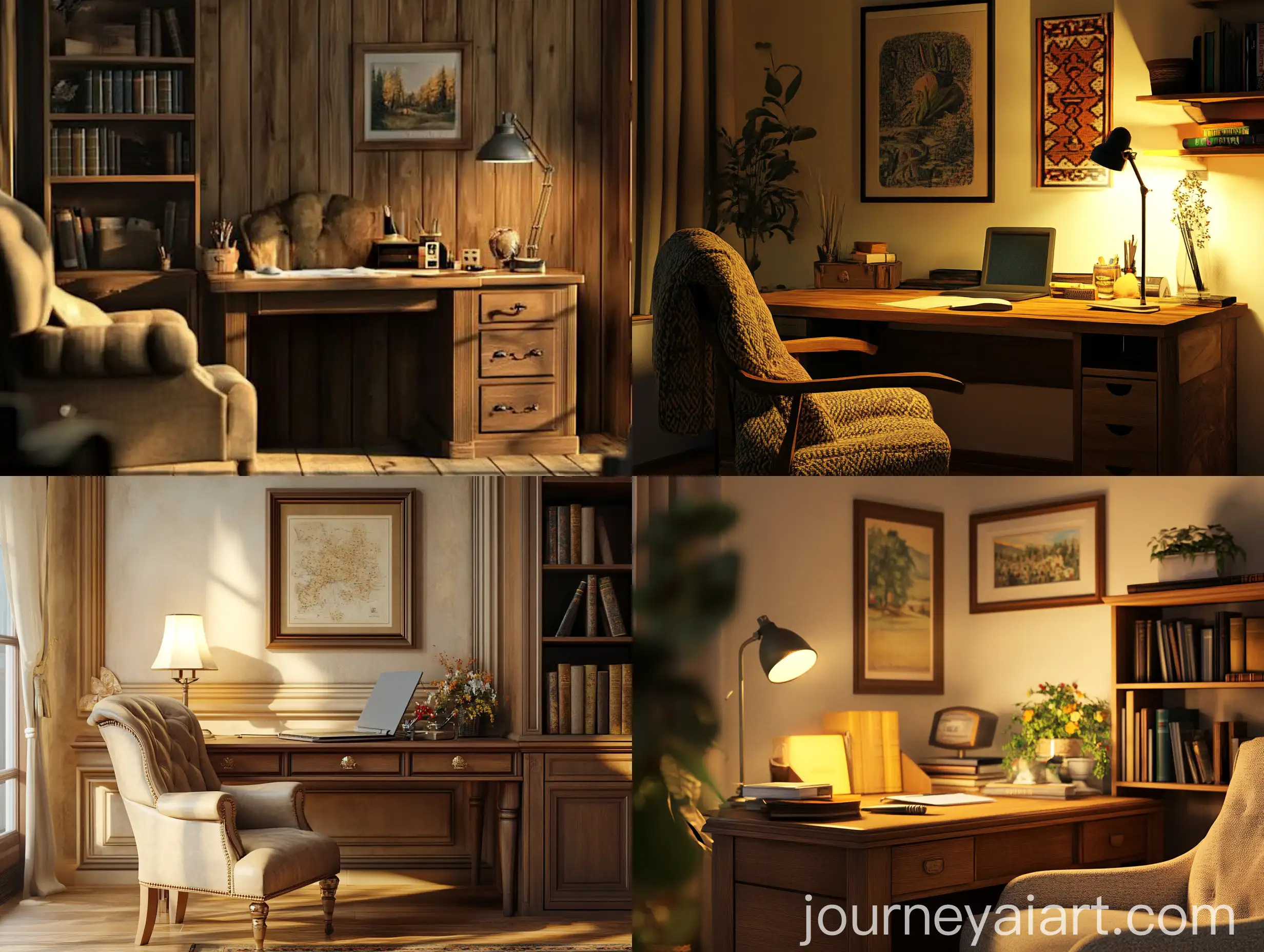 Cozy-Home-Office-Desk-with-Armchair-and-Artwork