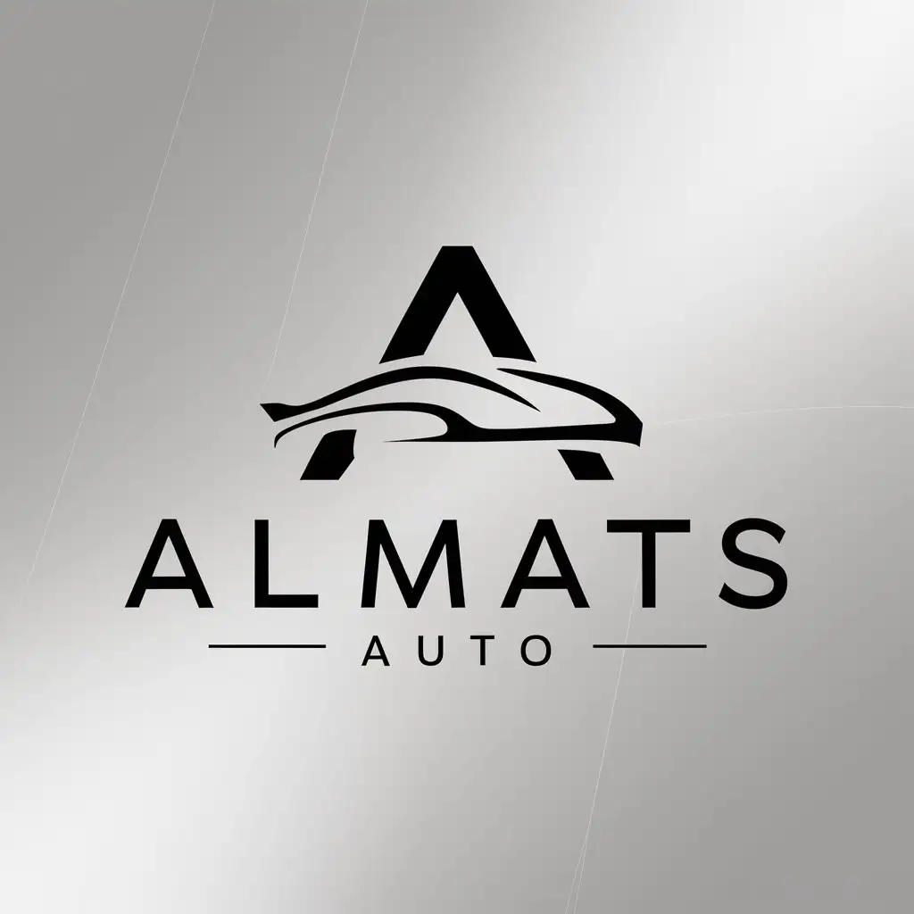 a logo design,with the text "Almats Auto", main symbol:Auto,Minimalistic,be used in Automotive industry,clear background