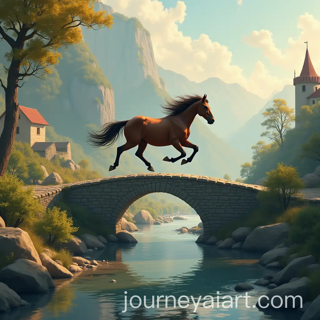 Horse-Running-Across-a-Stone-Bridge