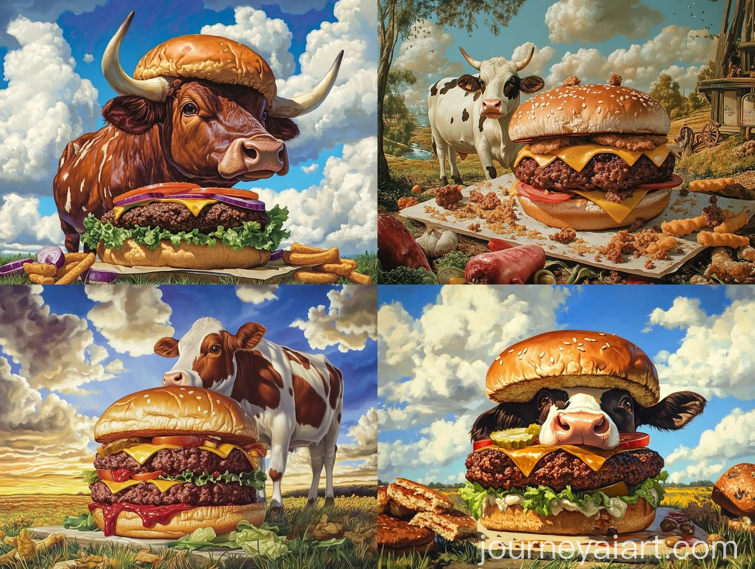 Advertisement-for-Burger-Patty-Cow-and-Burger-Postcard