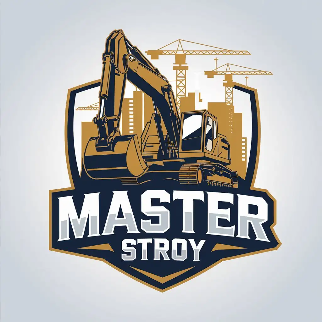 LOGO Design For Master Stroy Vector Logo with Excavator and Construction Theme