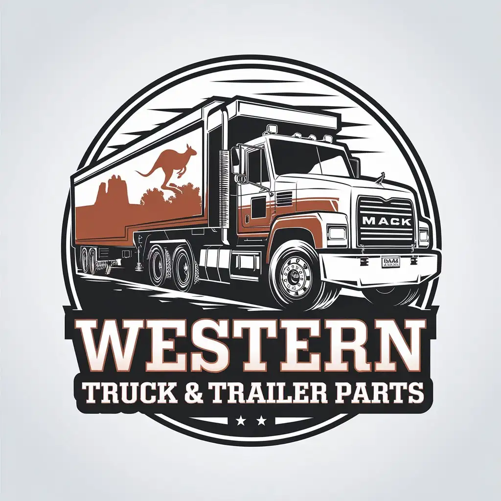 LOGO Design for Western Truck Trailer Parts OutbackInspired Heavy Haulage Theme with Kangaroo and Mack Truck