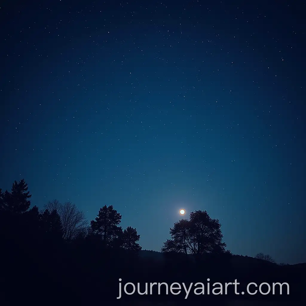 Enchanting-Night-Sky-with-Moon-Stars-and-Silhouetted-Trees