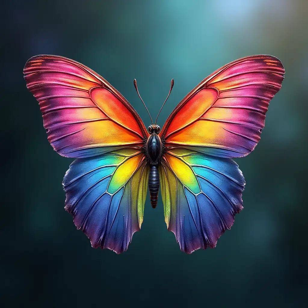 Rainbow-with-Colorful-Butterfly-in-a-Vibrant-Sky