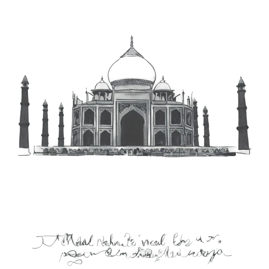 Taj-Mahal-Sketch-on-Paper-PNG-Detailed-Line-Art-for-Digital-Use