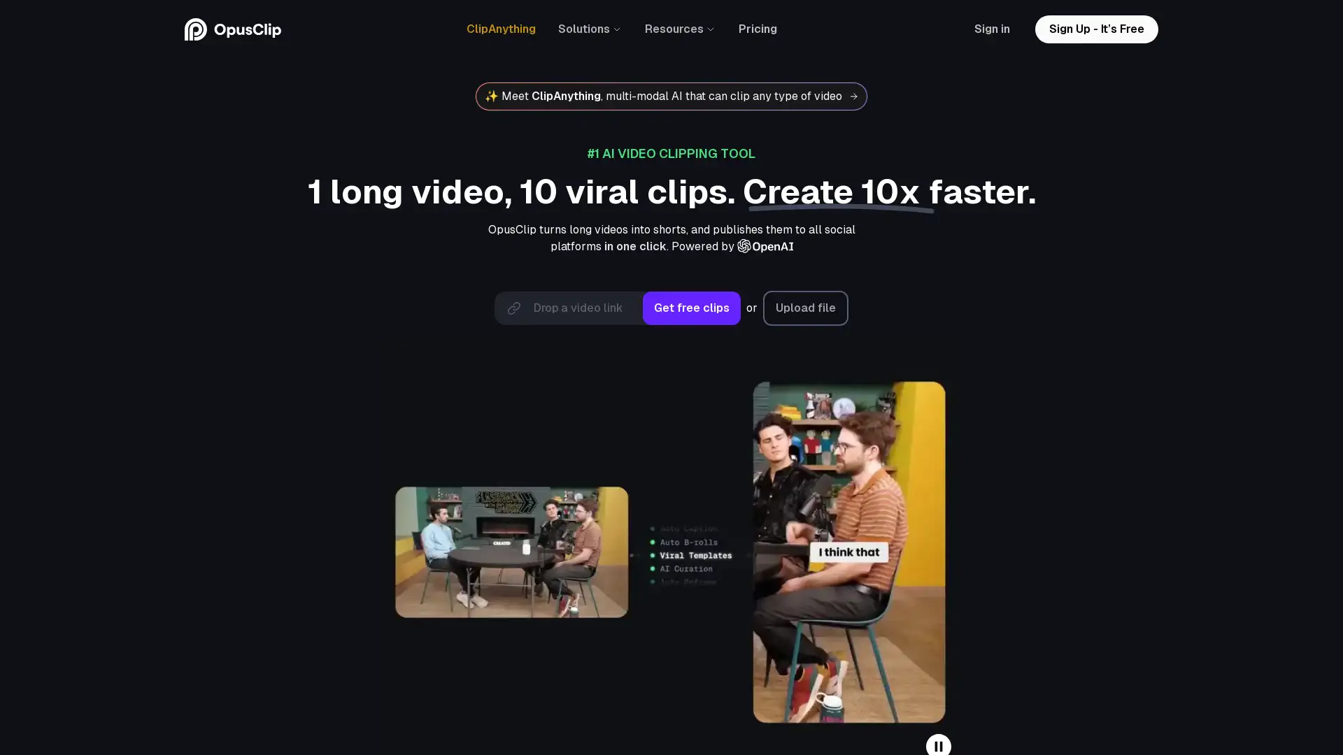 Turn long videos into short, viral social media clips.