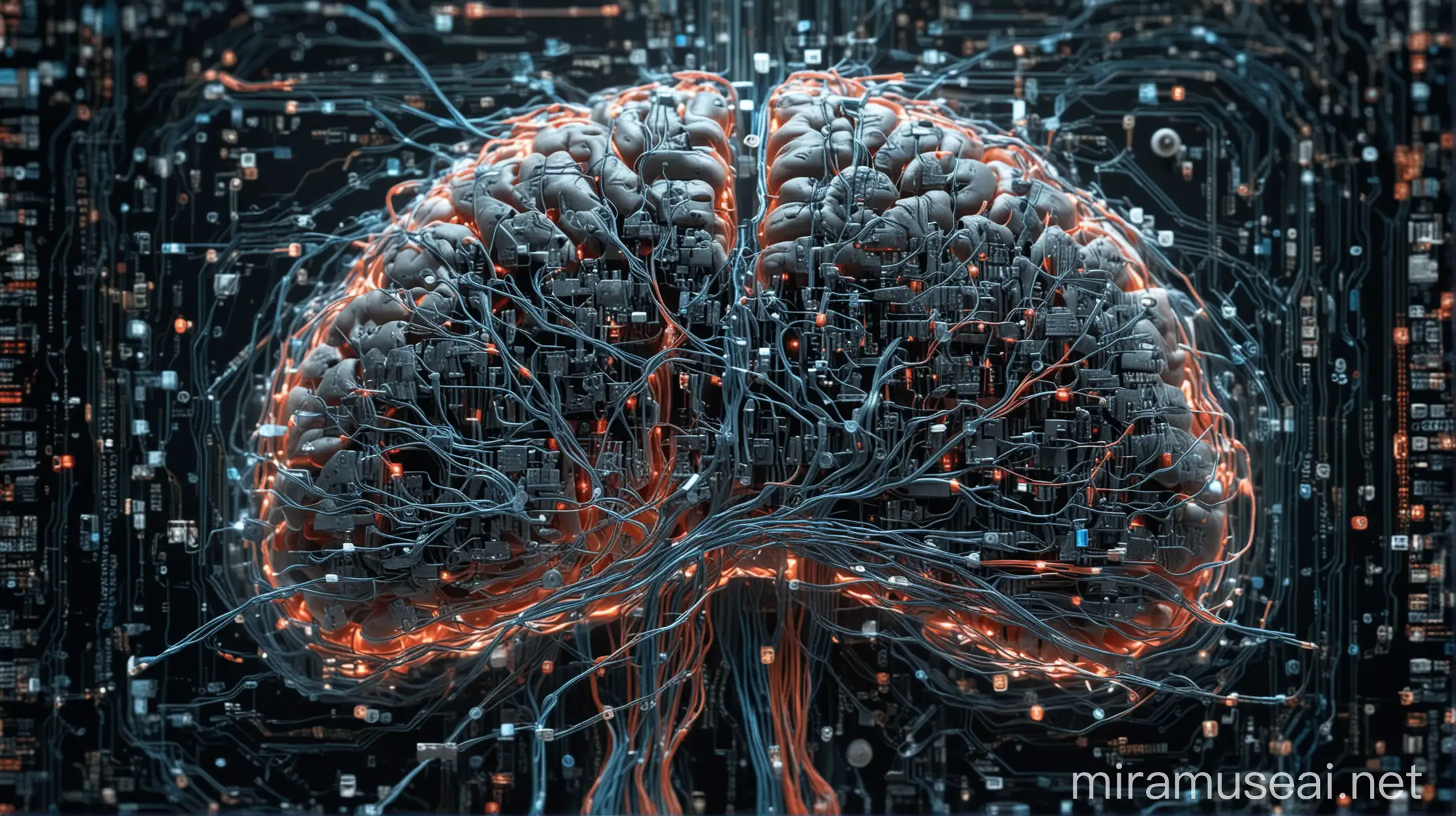 Digital Neural Network Web Inside Computer Integrating Artificial Intelligence