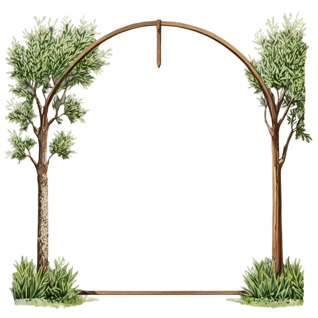 A Town Gate Logo in the sides of Gates one  olive tress