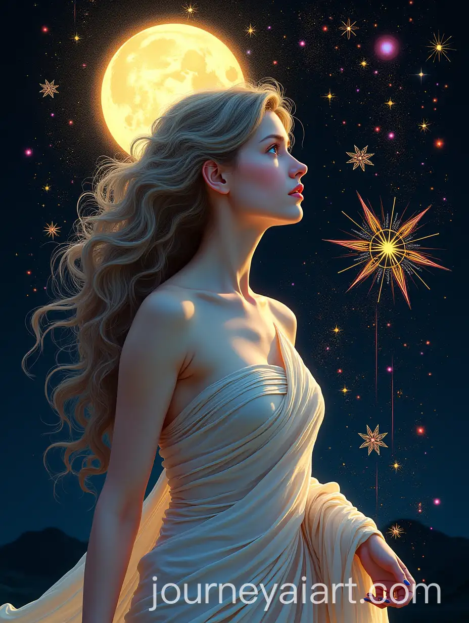 Mature-Girl-in-Saree-with-Colorful-Wavy-Hair-and-Mystical-Night-Sky