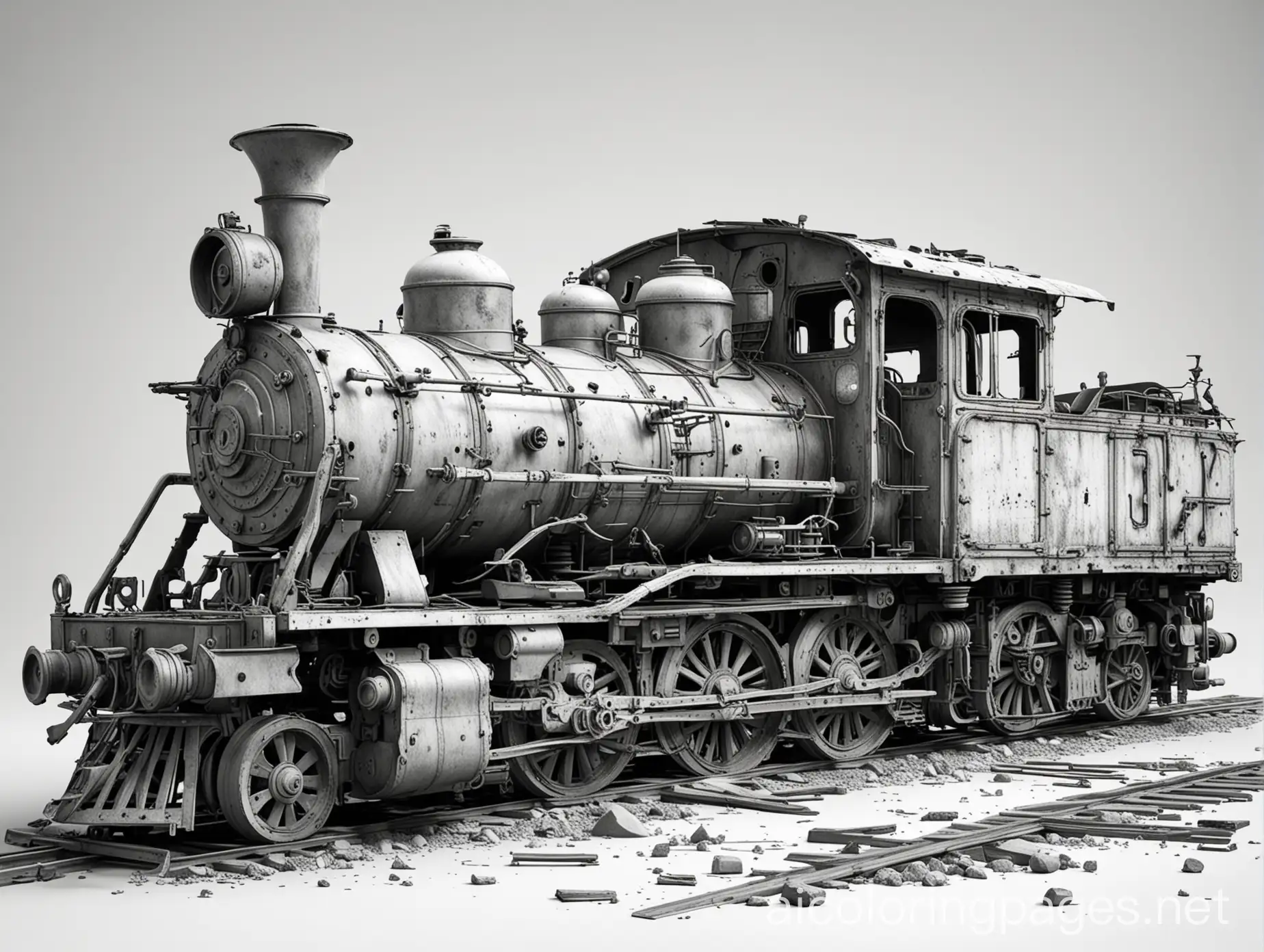 Damaged-Steampunk-Locomotive-Coloring-Page