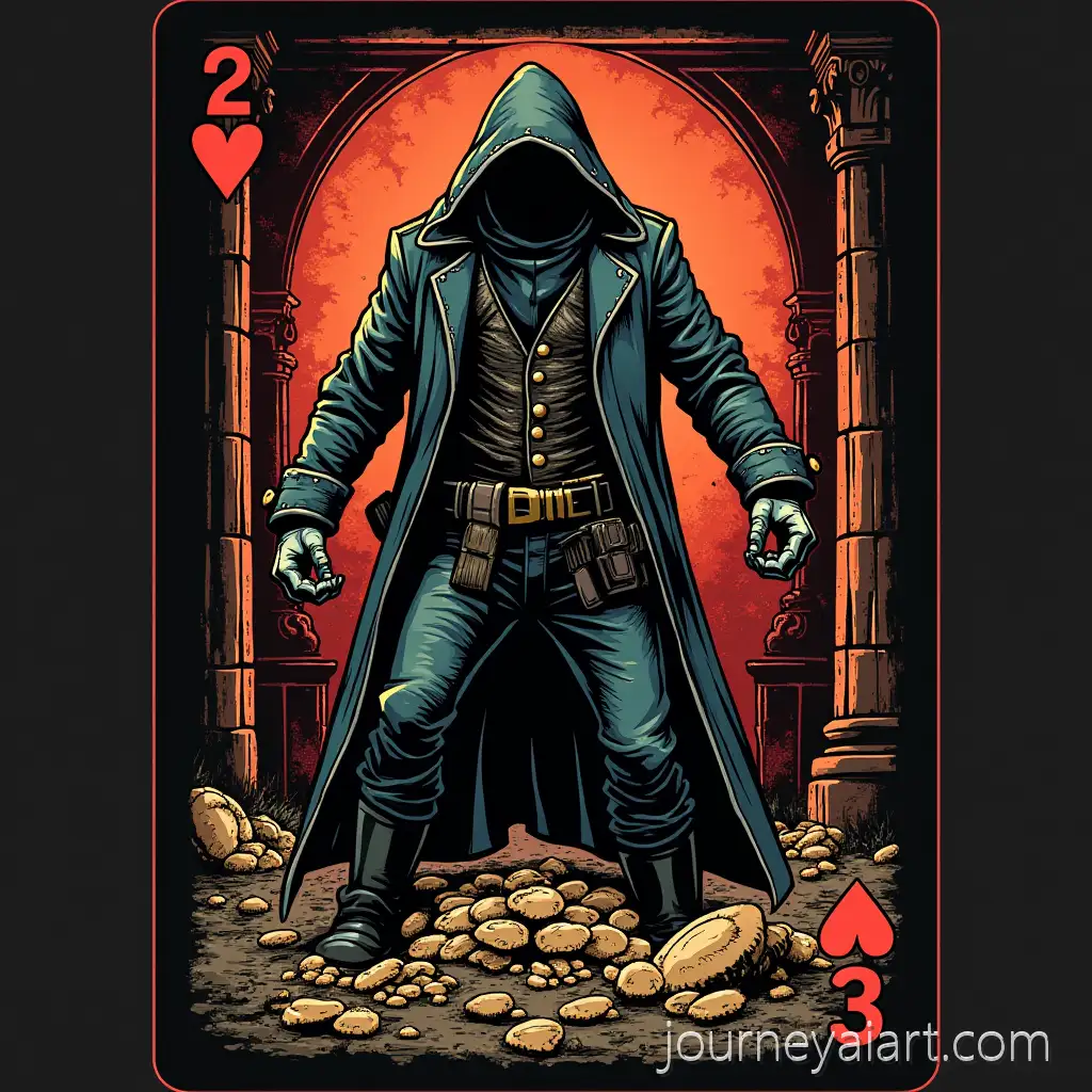 Playing-Card-Design-with-Thief-Loot-and-Value-Symbol-in-Dark-Comic-Style