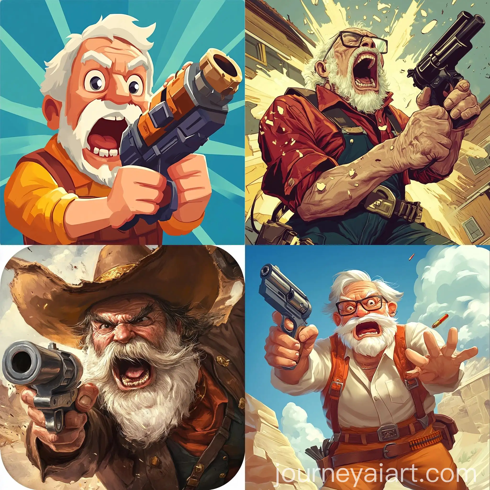 Screaming-Grandfather-Using-Big-Drill-in-Digital-Art-Style