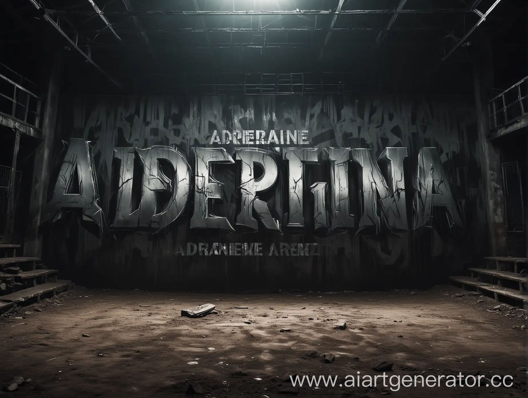 сделай картинку с чётко видной надписью Adrenaline Arena в тёмных тонах