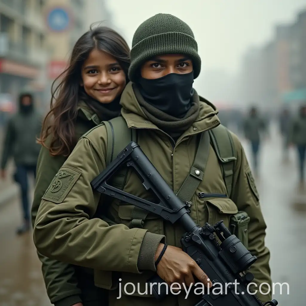 Bangladeshi-Army-Soldier-with-Gun-and-Girl-in-Jackets-Face-Concealed