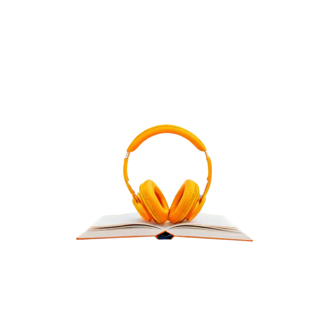 Orange-Yellow-Book-with-Headphones-PNG-Image-Transparent-Editable-for-Custom-Title