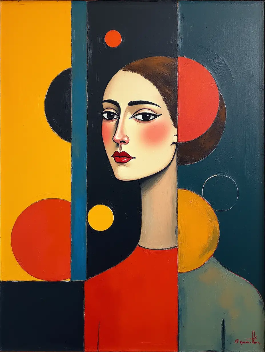 a picture portrait abstract in the style of suprematism constructivism Kandinsky and Malevich
